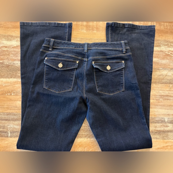 White House Black Market WHBM Dark Blue Skinny Flare Jeans, Size 10 - Picture 7 of 14